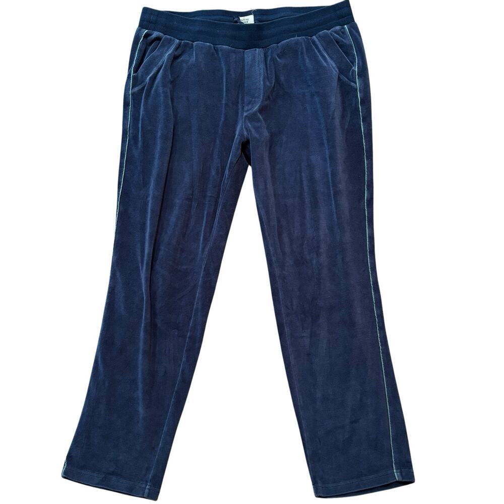 Marine Layer Velour Lounge Pants Blue Green Pinstripe Pull On Women's XL